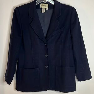 Vintage Eddie Bauer Navy Wool Angora Blend Blazer Soft Tailored Lined Jacket PM